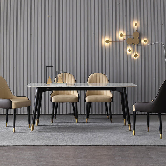 Modern Rectangle Sintered Stone Table Set 1/2/4/5/7 Pieces Dining Set Clearhalo 'Dining Room Sets' 'Dining Tables & Seating' 'dining_room_set' 'furn' 'furn_dining_room_set' 'Furniture' 'Kitchen & Dining Furniture' 5807294