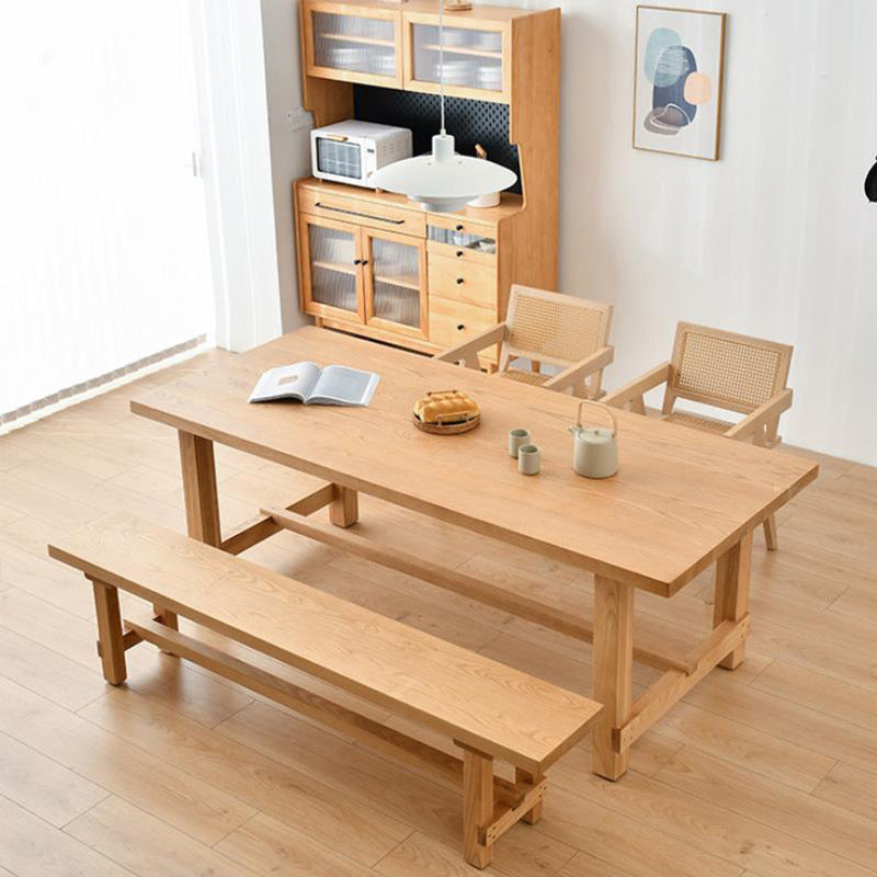 Modern Furniture Dining Set 1/2/4/5/6 Pcs Solid Wood Dining Table and Chairs 4 Pieces: Table, 2 Chairs, 1 Bench Clearhalo 'Dining Room Sets' 'Dining Tables & Seating' 'dining_room_set' 'furn' 'furn_dining_room_set' 'Furniture' 'Kitchen & Dining Furniture' 5807302