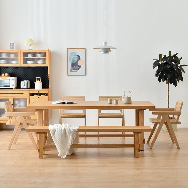 Modern Furniture Dining Set 1/2/4/5/6 Pcs Solid Wood Dining Table and Chairs 6 Pieces: Table, 4 Chairs, 1 Bench Clearhalo 'Dining Room Sets' 'Dining Tables & Seating' 'dining_room_set' 'furn' 'furn_dining_room_set' 'Furniture' 'Kitchen & Dining Furniture' 5807305