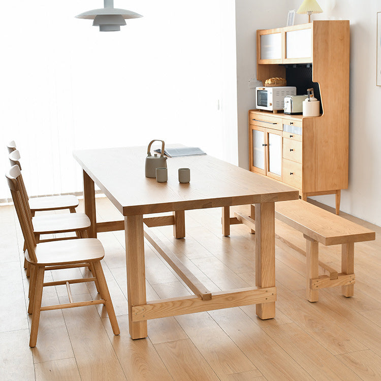 Modern Furniture Dining Set 1/2/4/5/6 Pcs Solid Wood Dining Table and Chairs 5 Pieces: Table, 3 Chairs, 1 Bench Clearhalo 'Dining Room Sets' 'Dining Tables & Seating' 'dining_room_set' 'furn' 'furn_dining_room_set' 'Furniture' 'Kitchen & Dining Furniture' 5807307