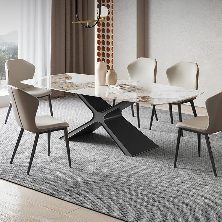 Modern Rectangle Sintered Stone Dining Table Set 1/4/5/6/7 Pieces Dining Set 6 Pieces: Table, 5 Chairs Clearhalo 'Dining Room Sets' 'Dining Tables & Seating' 'dining_room_set' 'furn' 'furn_dining_room_set' 'Furniture' 'Kitchen & Dining Furniture' 5807331