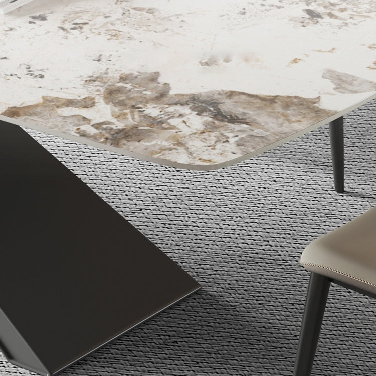 Modern Rectangle Sintered Stone Dining Table Set 1/4/5/6/7 Pieces Dining Set Clearhalo 'Dining Room Sets' 'Dining Tables & Seating' 'dining_room_set' 'furn' 'furn_dining_room_set' 'Furniture' 'Kitchen & Dining Furniture' 5807334