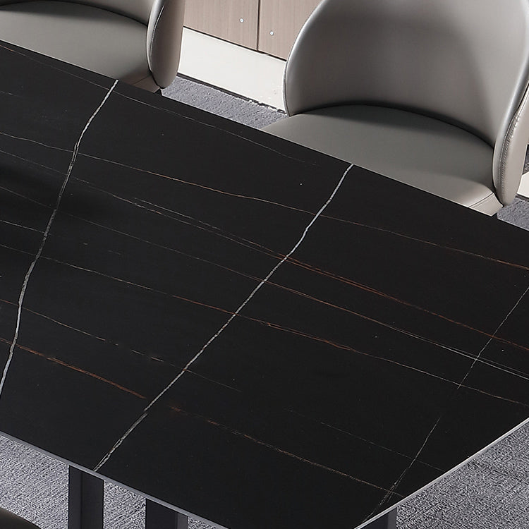 Black Double Pedestal Dinette Set 1/4/5 Pieces Indoor Designer Dining Table Set Clearhalo 'Dining Room Sets' 'Dining Tables & Seating' 'dining_room_set' 'furn' 'furn_dining_room_set' 'Furniture' 'Kitchen & Dining Furniture' 5807348
