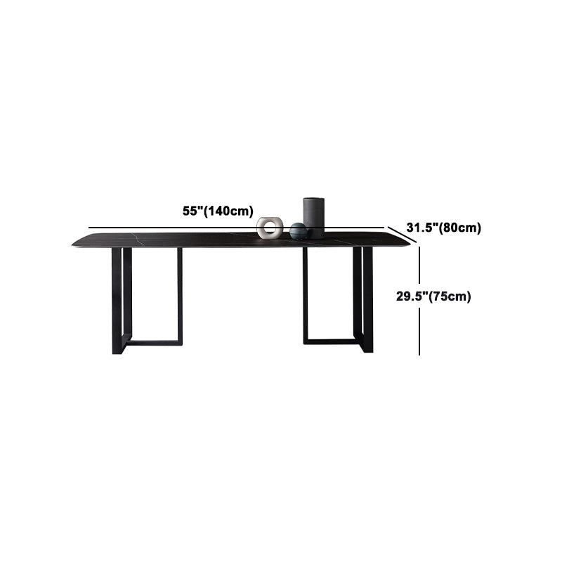 Black Double Pedestal Dinette Set 1/4/5 Pieces Indoor Designer Dining Table Set Clearhalo 'Dining Room Sets' 'Dining Tables & Seating' 'dining_room_set' 'furn' 'furn_dining_room_set' 'Furniture' 'Kitchen & Dining Furniture' 5807353