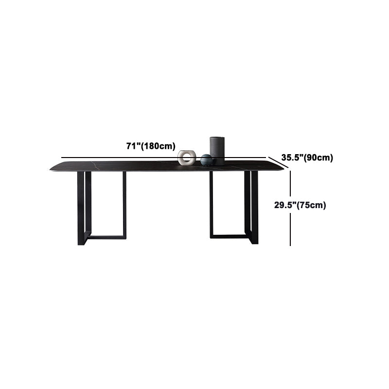 Black Double Pedestal Dinette Set 1/4/5 Pieces Indoor Designer Dining Table Set Clearhalo 'Dining Room Sets' 'Dining Tables & Seating' 'dining_room_set' 'furn' 'furn_dining_room_set' 'Furniture' 'Kitchen & Dining Furniture' 5807356