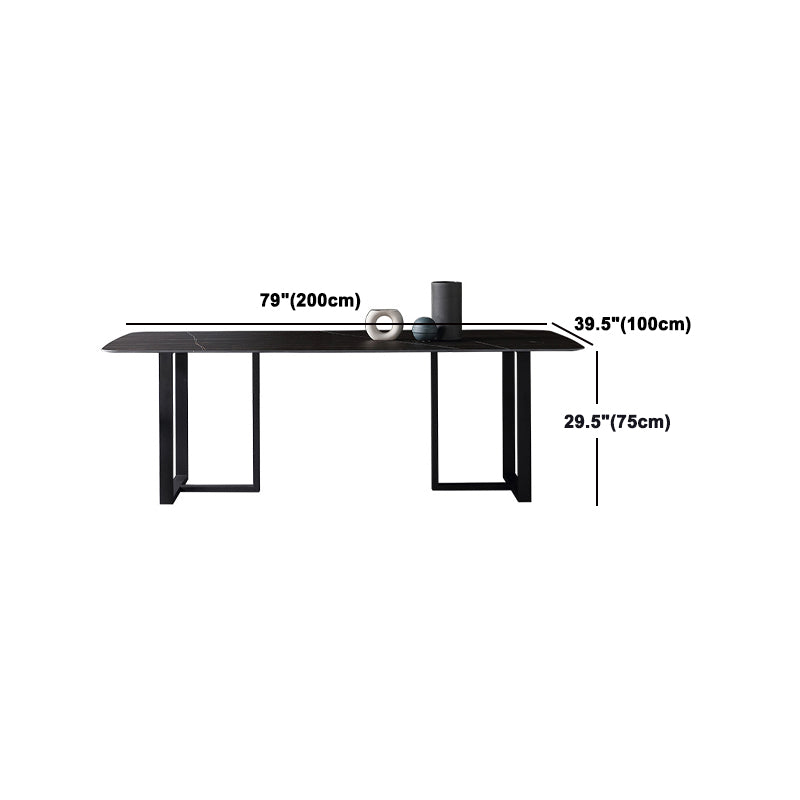 Black Double Pedestal Dinette Set 1/4/5 Pieces Indoor Designer Dining Table Set Clearhalo 'Dining Room Sets' 'Dining Tables & Seating' 'dining_room_set' 'furn' 'furn_dining_room_set' 'Furniture' 'Kitchen & Dining Furniture' 5807357