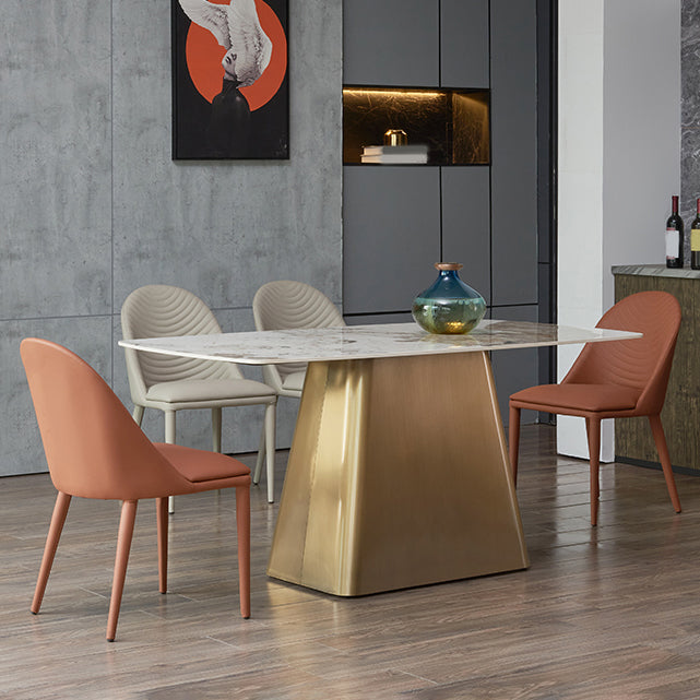 Nordic Glam Style Rectangle Sintered Stone Table Set 1/2/5/7 Pieces Dining Set 5 Pieces: Table, 4 Chairs Clearhalo 'Dining Room Sets' 'Dining Tables & Seating' 'dining_room_set' 'furn' 'furn_dining_room_set' 'Furniture' 'Kitchen & Dining Furniture' 5807359