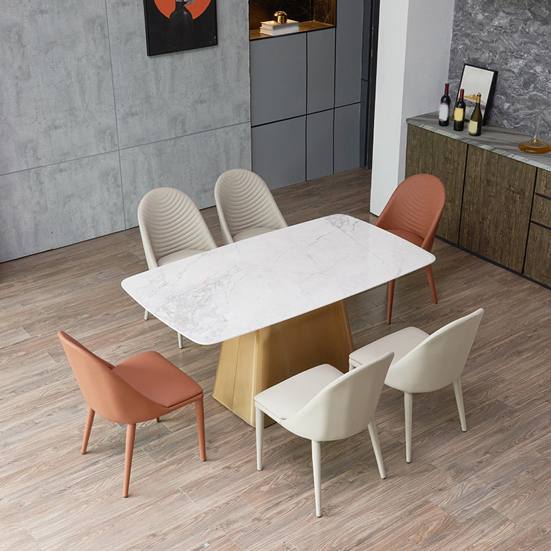 Nordic Glam Style Rectangle Sintered Stone Table Set 1/2/5/7 Pieces Dining Set 7 Pieces: Table, 6 Chairs Clearhalo 'Dining Room Sets' 'Dining Tables & Seating' 'dining_room_set' 'furn' 'furn_dining_room_set' 'Furniture' 'Kitchen & Dining Furniture' 5807362