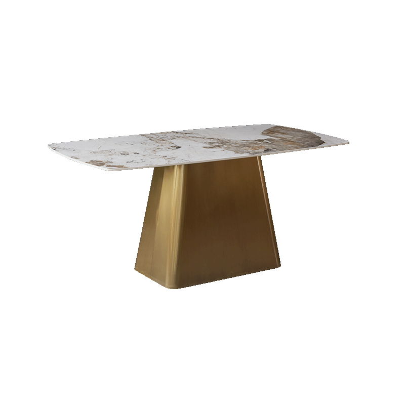 Nordic Glam Style Rectangle Sintered Stone Table Set 1/2/5/7 Pieces Dining Set Gold 71"L x 35"W Clearhalo 'Dining Room Sets' 'Dining Tables & Seating' 'dining_room_set' 'furn' 'furn_dining_room_set' 'Furniture' 'Kitchen & Dining Furniture' 5807365