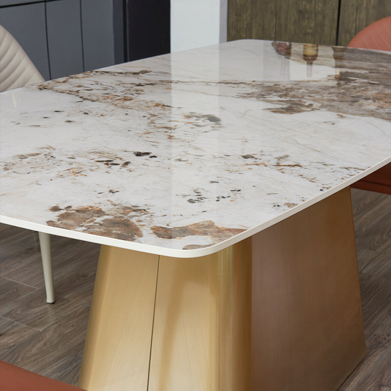 Nordic Glam Style Rectangle Sintered Stone Table Set 1/2/5/7 Pieces Dining Set Clearhalo 'Dining Room Sets' 'Dining Tables & Seating' 'dining_room_set' 'furn' 'furn_dining_room_set' 'Furniture' 'Kitchen & Dining Furniture' 5807366