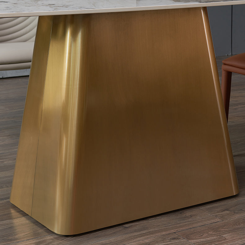 Nordic Glam Style Rectangle Sintered Stone Table Set 1/2/5/7 Pieces Dining Set Clearhalo 'Dining Room Sets' 'Dining Tables & Seating' 'dining_room_set' 'furn' 'furn_dining_room_set' 'Furniture' 'Kitchen & Dining Furniture' 5807369