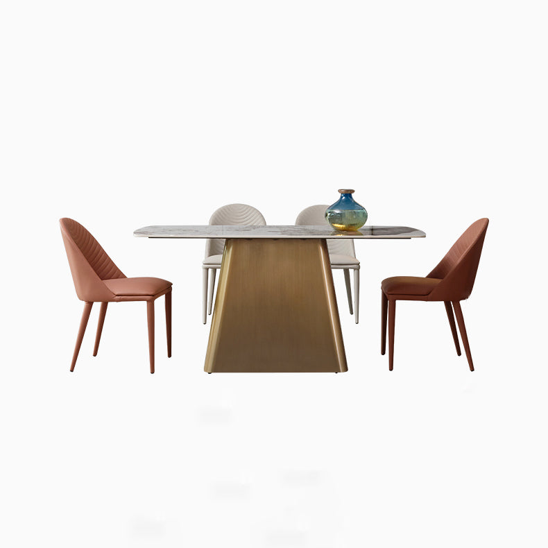 Nordic Glam Style Rectangle Sintered Stone Table Set 1/2/5/7 Pieces Dining Set Clearhalo 'Dining Room Sets' 'Dining Tables & Seating' 'dining_room_set' 'furn' 'furn_dining_room_set' 'Furniture' 'Kitchen & Dining Furniture' 5807370