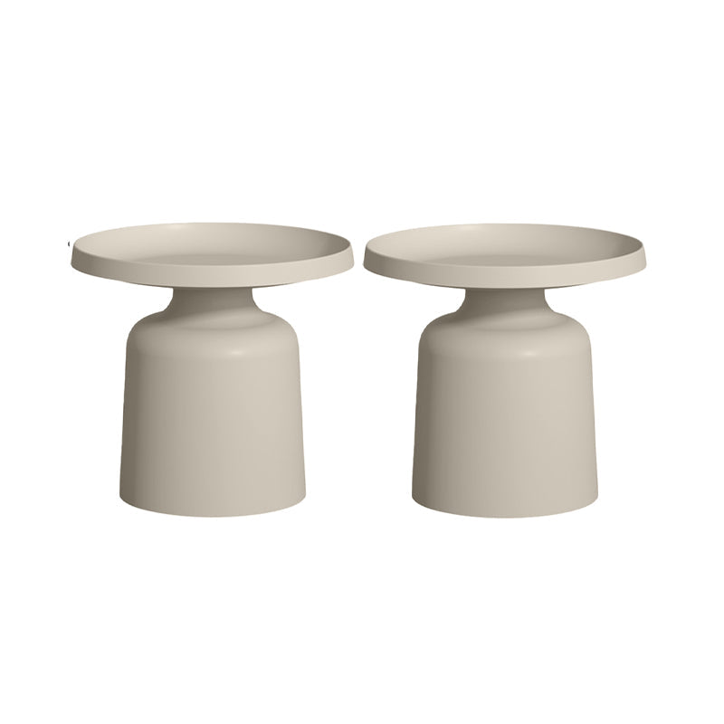 16.5"/17.7" Tall Mid-Century Round Top Side Table Metal Pedestal End Table 20"L x 20"W x 18"H Off-White 2 Clearhalo 'Coffee & Accent Tables' 'End & Side Tables' 'end_side_tables' 'furn' 'furn_end_side_tables' 'Furniture' 'Living Room Furniture' 5808926