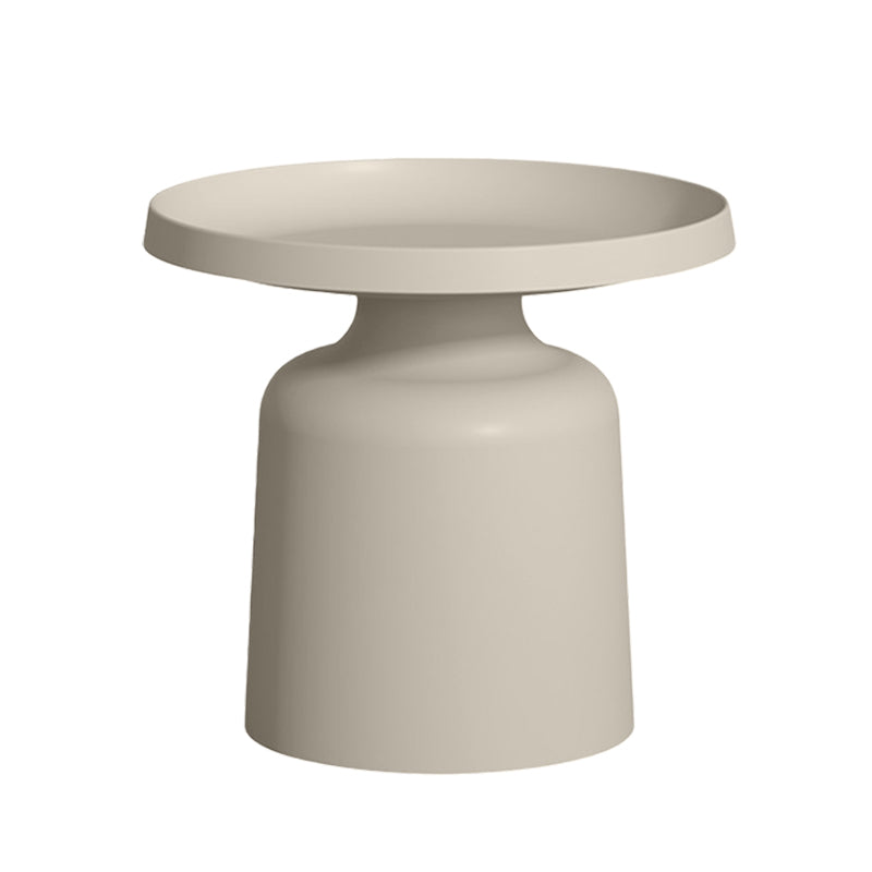 16.5"/17.7" Tall Mid-Century Round Top Side Table Metal Pedestal End Table 20"L x 20"W x 18"H Off-White 1 Clearhalo 'Coffee & Accent Tables' 'End & Side Tables' 'end_side_tables' 'furn' 'furn_end_side_tables' 'Furniture' 'Living Room Furniture' 5808934