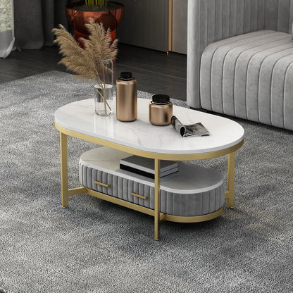 Glam 4 Legs Coffee Cocktail Table Slate Cocktail Table for Living Room Grey Clearhalo 'Coffee & Accent Tables' 'Coffee Tables' 'coffee_tables' 'furn' 'furn_coffee_tables' 'Furniture' 'Living Room Furniture' 5808939