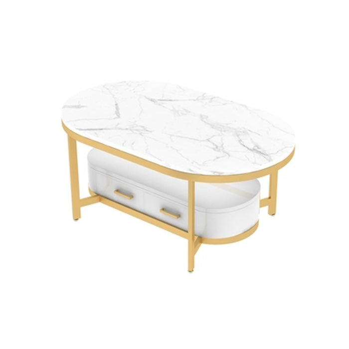 Glam 4 Legs Coffee Cocktail Table Slate Cocktail Table for Living Room White Clearhalo 'Coffee & Accent Tables' 'Coffee Tables' 'coffee_tables' 'furn' 'furn_coffee_tables' 'Furniture' 'Living Room Furniture' 5808951