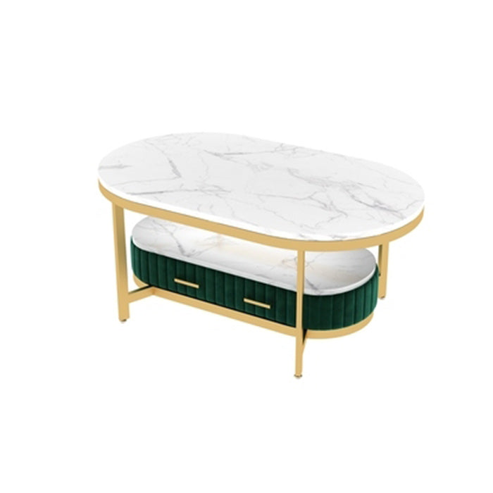 Glam 4 Legs Coffee Cocktail Table Slate Cocktail Table for Living Room Green Clearhalo 'Coffee & Accent Tables' 'Coffee Tables' 'coffee_tables' 'furn' 'furn_coffee_tables' 'Furniture' 'Living Room Furniture' 5808952