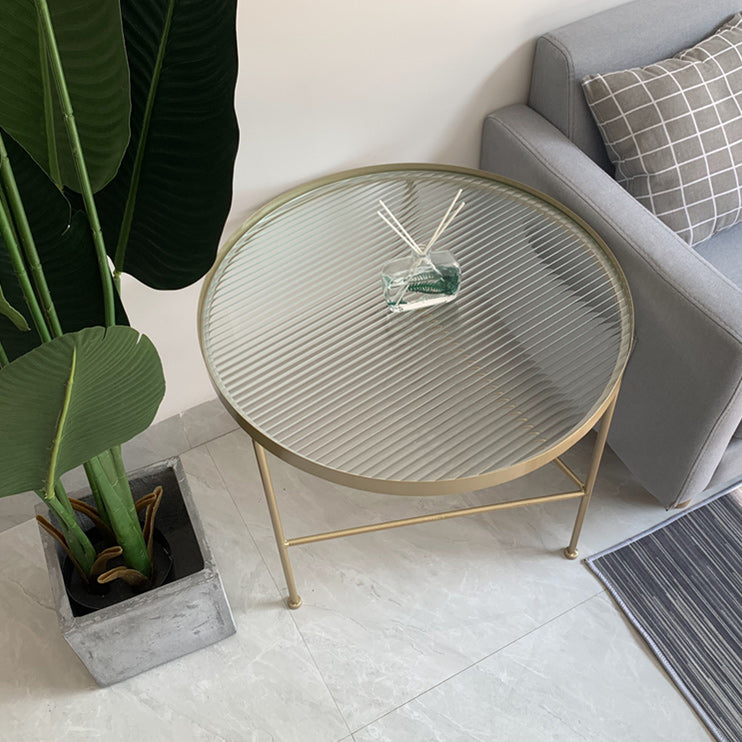 Modern X-Base Coffee Table Round Glass Top Coffee Cocktail Table for Living Room Gold Clearhalo 'Coffee & Accent Tables' 'Coffee Tables' 'coffee_tables' 'furn' 'furn_coffee_tables' 'Furniture' 'Living Room Furniture' 5809007