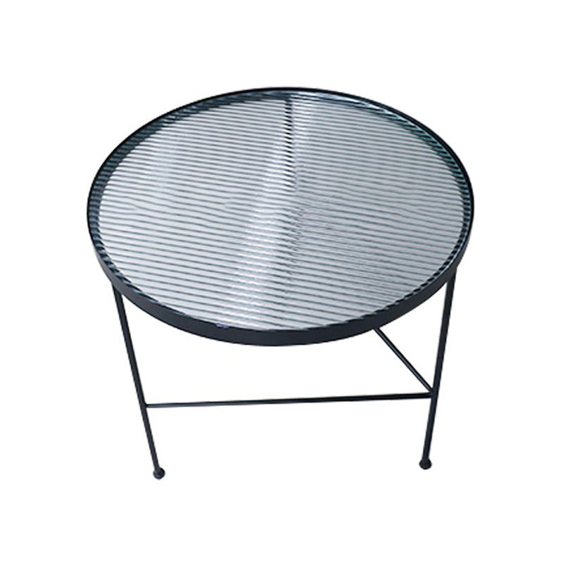 Modern X-Base Coffee Table Round Glass Top Coffee Cocktail Table for Living Room Black Clearhalo 'Coffee & Accent Tables' 'Coffee Tables' 'coffee_tables' 'furn' 'furn_coffee_tables' 'Furniture' 'Living Room Furniture' 5809012