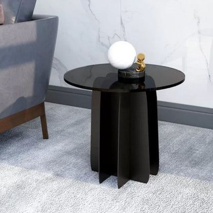 Modern Round Coffee Table Round Glass Top Coffee Cocktail Table for Living Room 20"L x 20"W x 18"H