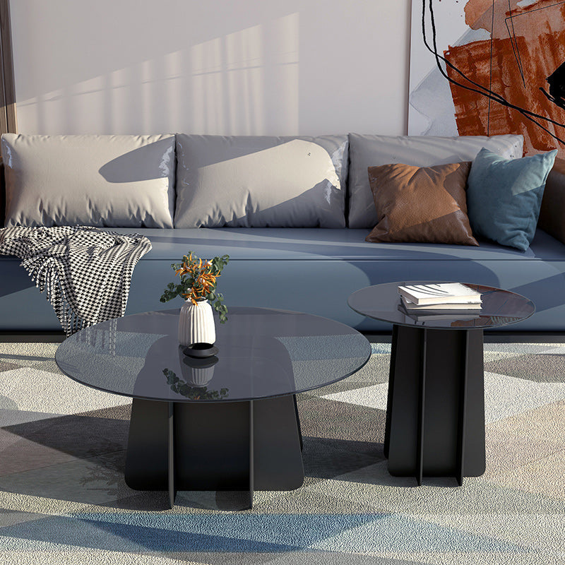 Moderner runder Couchtisch, runder Kaffee- und Cocktailtisch mit Glasplatte für das Wohnzimmer