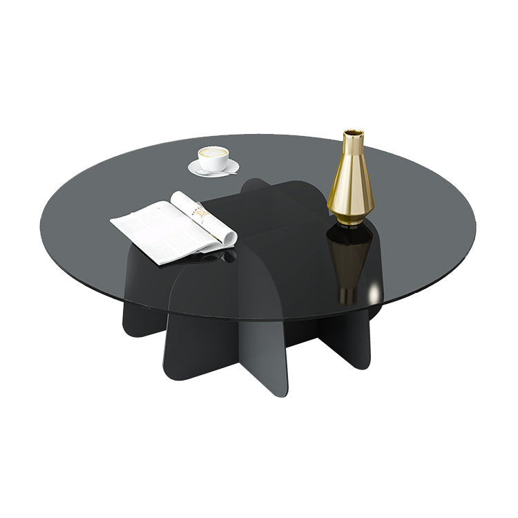 Moderner runder Couchtisch, runder Kaffee- und Cocktailtisch mit Glasplatte für das Wohnzimmer