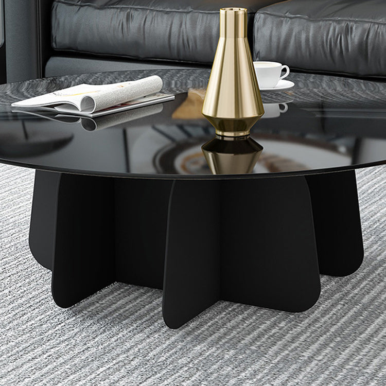 Moderner runder Couchtisch, runder Kaffee- und Cocktailtisch mit Glasplatte für das Wohnzimmer