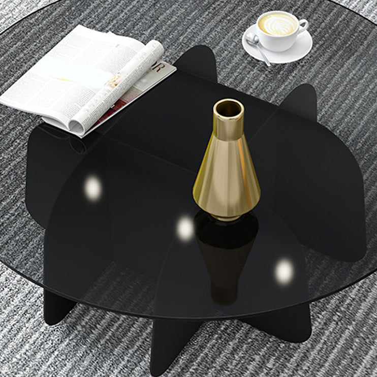 Moderner runder Couchtisch, runder Kaffee- und Cocktailtisch mit Glasplatte für das Wohnzimmer