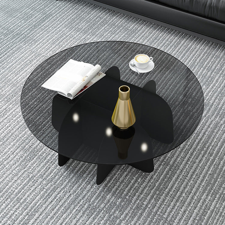 Moderner runder Couchtisch, runder Kaffee- und Cocktailtisch mit Glasplatte für das Wohnzimmer