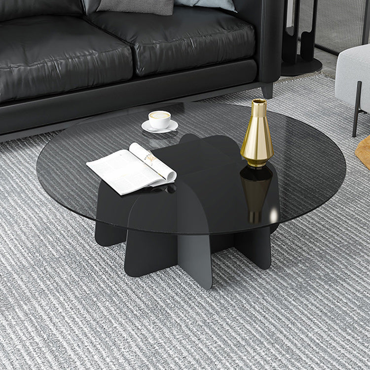 Moderner runder Couchtisch, runder Kaffee- und Cocktailtisch mit Glasplatte für das Wohnzimmer