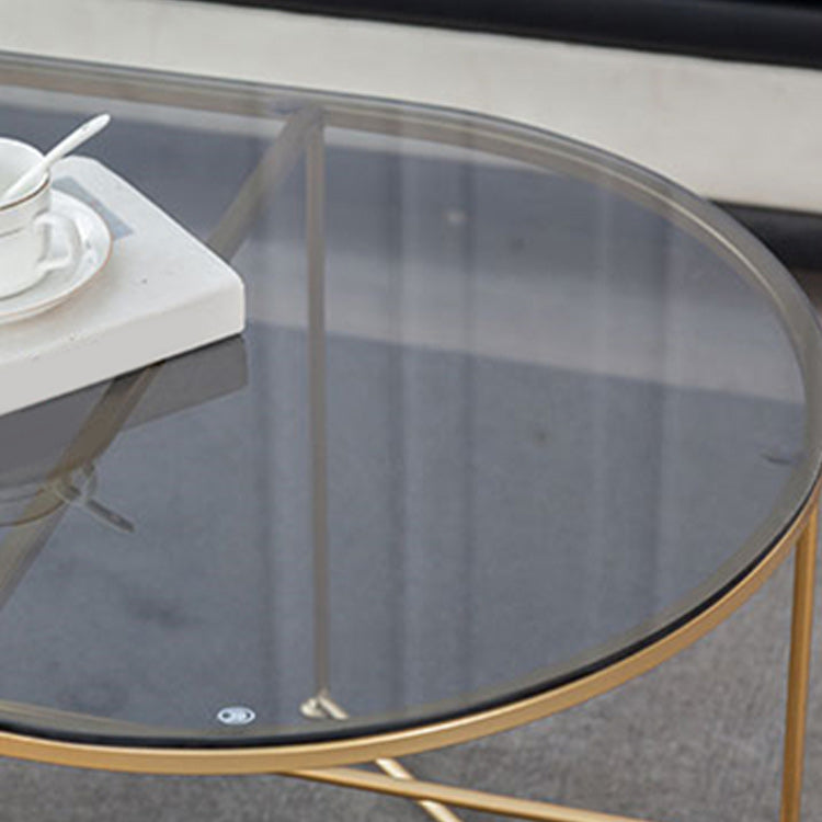 Modern X-Base Coffee Cocktail Table Glass Top Coffee Cocktail Table for Living Room Clearhalo 'Coffee & Accent Tables' 'Coffee Tables' 'coffee_tables' 'furn' 'furn_coffee_tables' 'Furniture' 'Living Room Furniture' 5809064