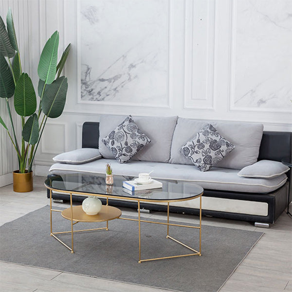 Modern X-Base Coffee Cocktail Table Glass Top Coffee Cocktail Table for Living Room Clearhalo 'Coffee & Accent Tables' 'Coffee Tables' 'coffee_tables' 'furn' 'furn_coffee_tables' 'Furniture' 'Living Room Furniture' 5809068