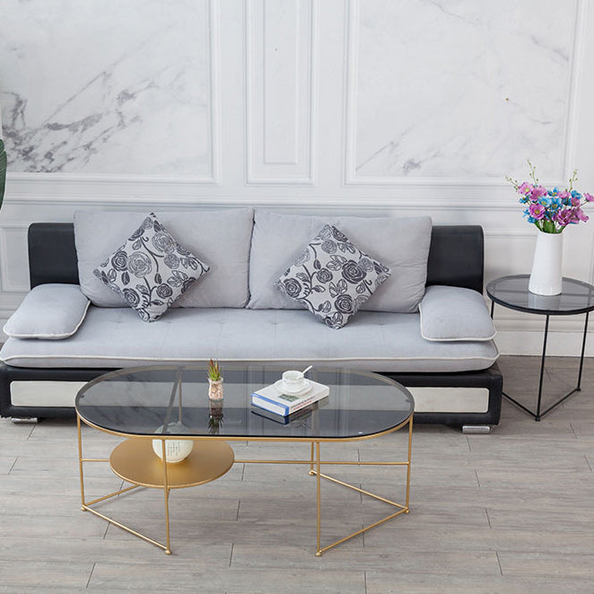Modern X-Base Coffee Cocktail Table Glass Top Coffee Cocktail Table for Living Room Clearhalo 'Coffee & Accent Tables' 'Coffee Tables' 'coffee_tables' 'furn' 'furn_coffee_tables' 'Furniture' 'Living Room Furniture' 5809070