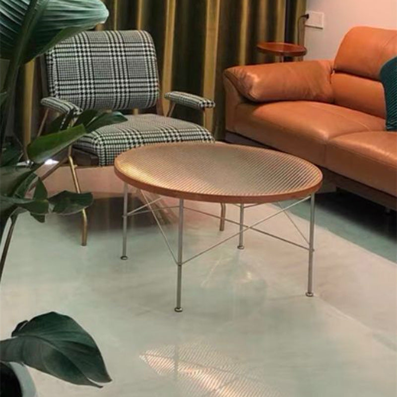 Modern Cross Legs Coffee Table Round Glass Top Coffee Cocktail Table for Living Room Clearhalo 'Coffee & Accent Tables' 'Coffee Tables' 'coffee_tables' 'furn' 'furn_coffee_tables' 'Furniture' 'Living Room Furniture' 5809093
