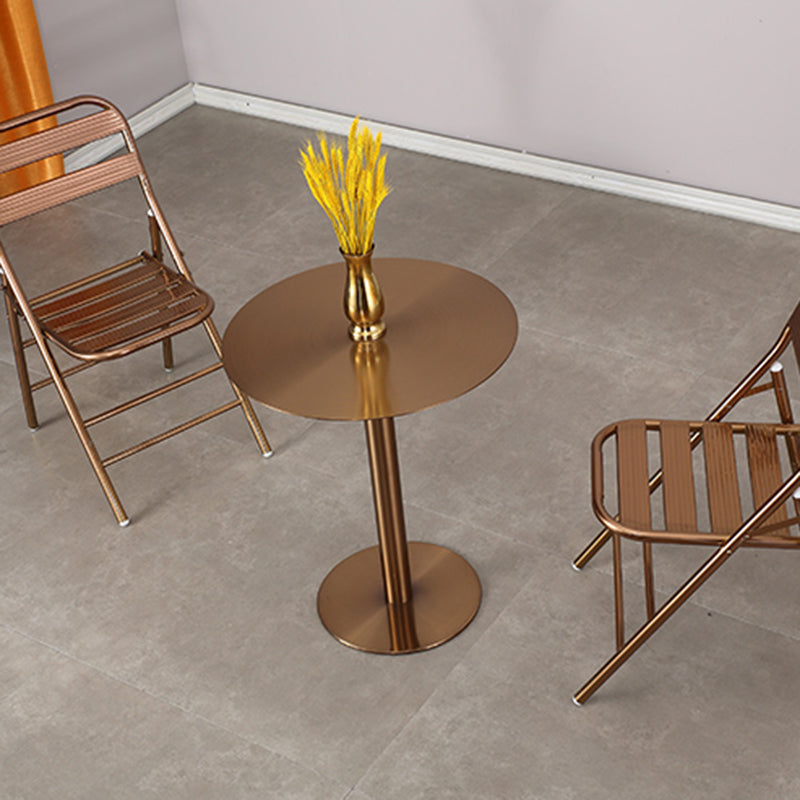 Mesa de centro redonda con pedestal de acero inoxidable, mesa de cóctel para sala de estar