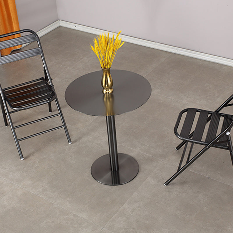 Mesa de centro redonda con pedestal de acero inoxidable, mesa de cóctel para sala de estar