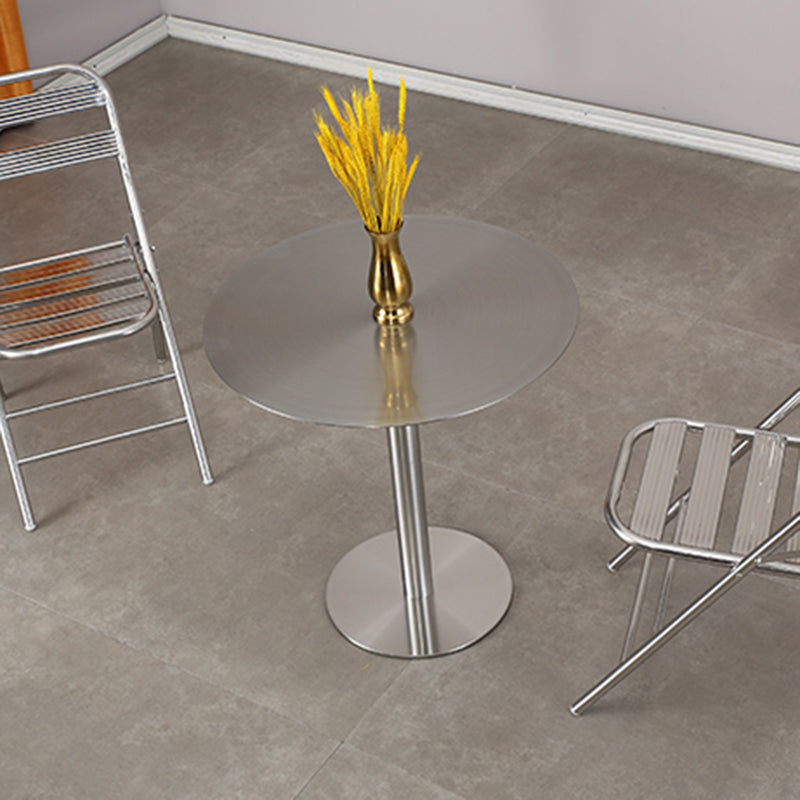 Mesa de centro redonda con pedestal de acero inoxidable, mesa de cóctel para sala de estar