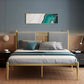 Glam Golden Frame Bed with Metal Legs and Upholstered Headboard