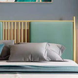 Glam Golden Frame Bed with Metal Legs and Upholstered Headboard