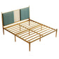 Glam Golden Frame Bed with Metal Legs and Upholstered Headboard
