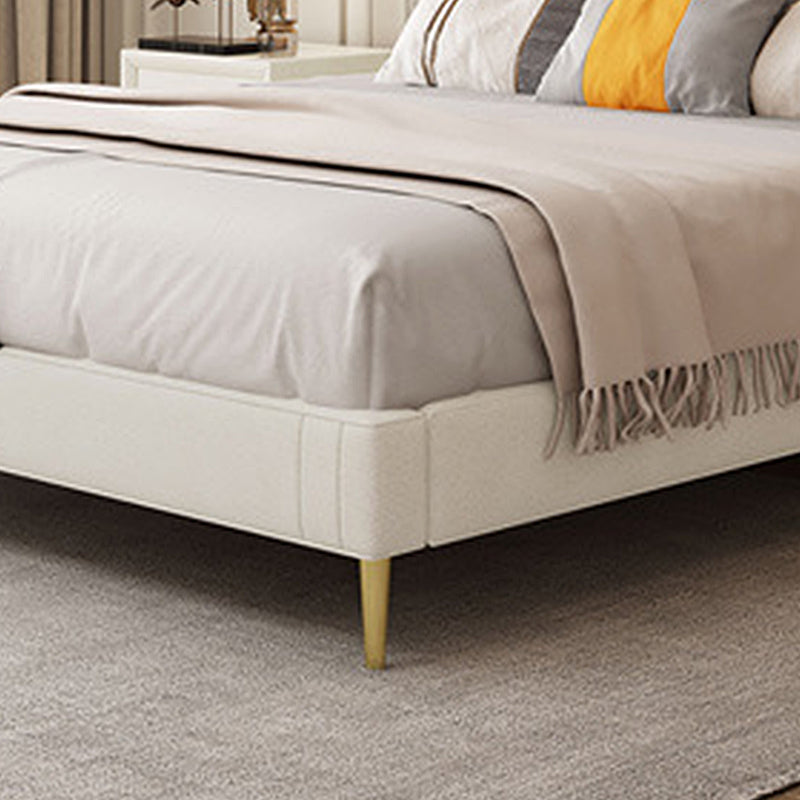 Soild Wood Bed with Camelback Panel Headboard and Metal Legs Clearhalo 'Bedroom Furniture' 'Beds' 'furn' 'furn_beds' 'Furniture' 5809435