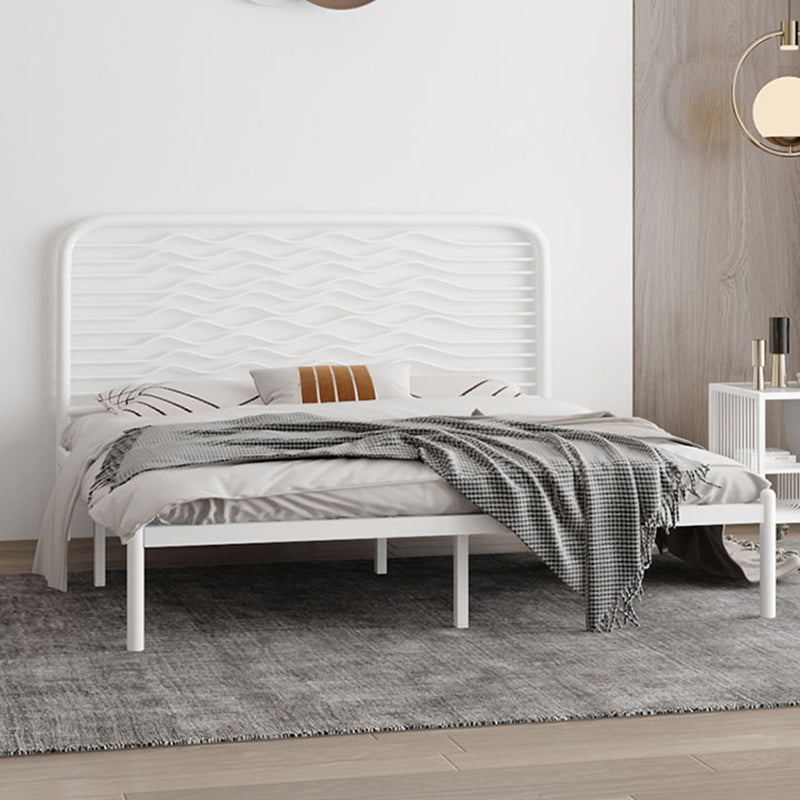 Glam Iron Open-Frame Bed with Rectangle Headboard and Metal Legs