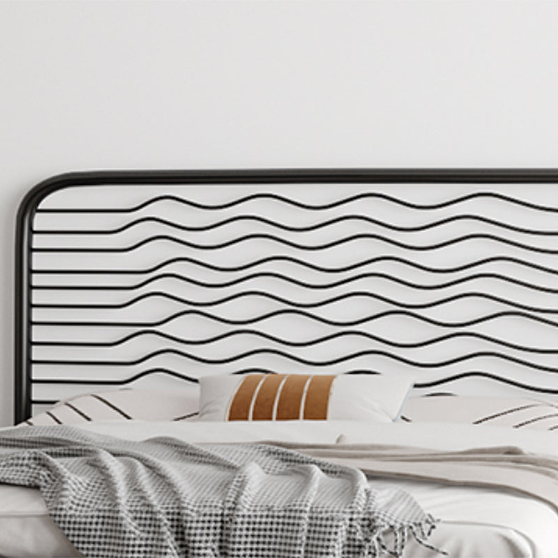 Glam Iron Open-Frame Bed with Rectangle Headboard and Metal Legs