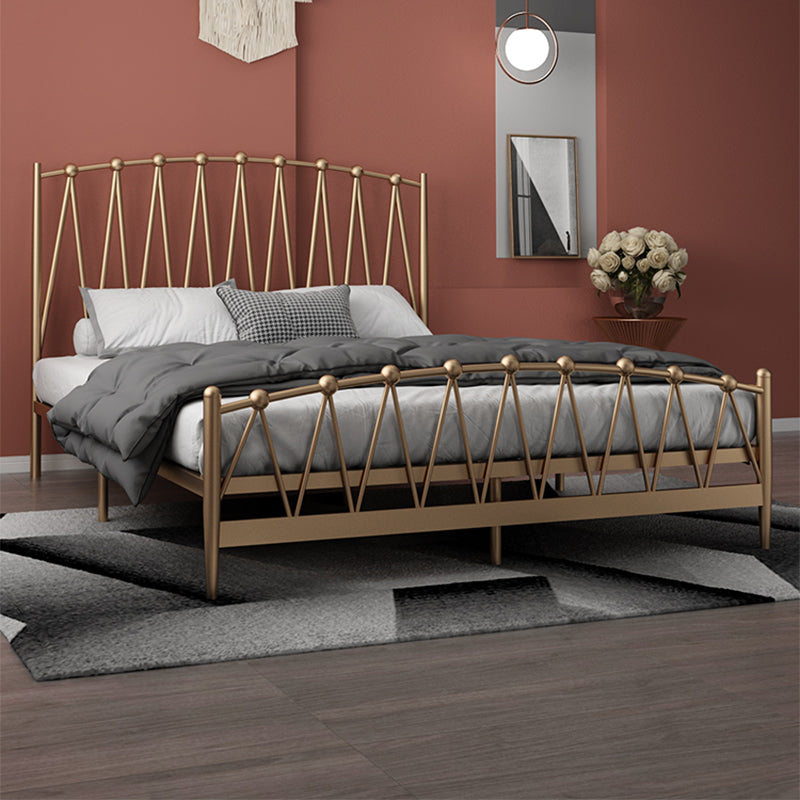 Glam Iron Frame Bed with Open-Frame Arched Headboard and Metal Legs