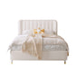 Contemporary White Wingback Bed with Upholstered Headboard Bed