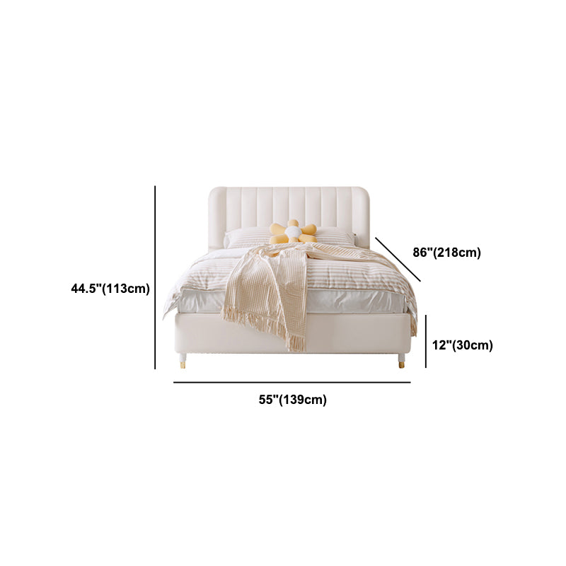 Contemporary White Wingback Bed with Upholstered Headboard Bed