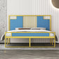 Glam Rectangular Headboard Bed with Golden Metal Legs Standard Bed