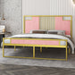 Glam Rectangular Headboard Bed with Golden Metal Legs Standard Bed