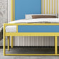 Glam Rectangular Headboard Bed with Golden Metal Legs Standard Bed