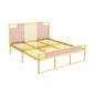 Glam Rectangular Headboard Bed with Golden Metal Legs Standard Bed